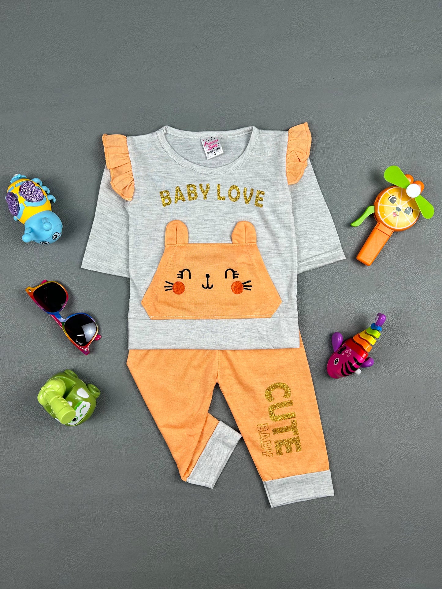 3Mth - 9Mth Love Light Orange Baby Suit For Newborn NBS259