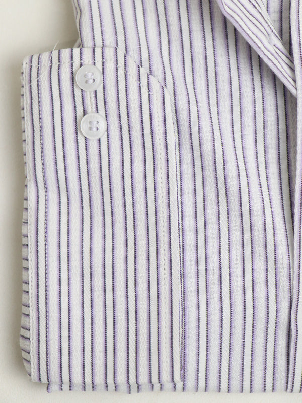Z Men's Formal Dress Shirt White Black Pencil Stripes