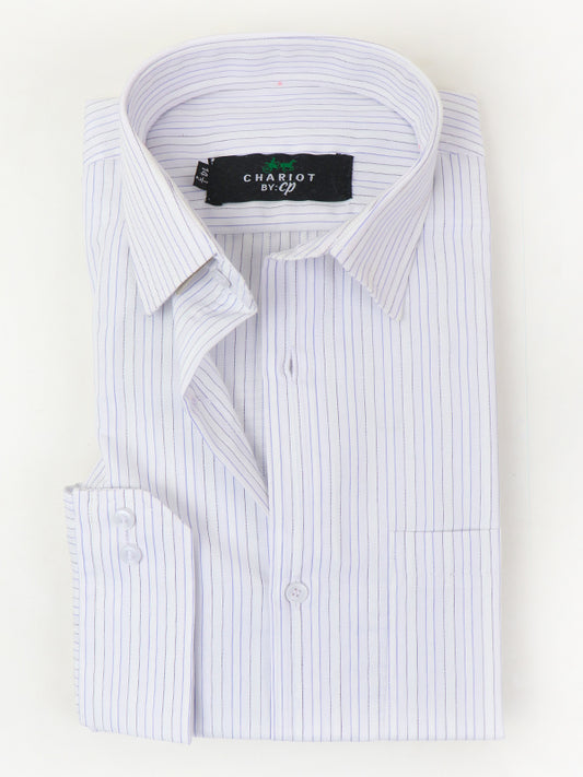 Z Men's Formal Dress Shirt White BB Pin Stripes
