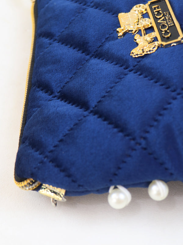 Stylish Velvet Handbag For Women's COACH Blue 04