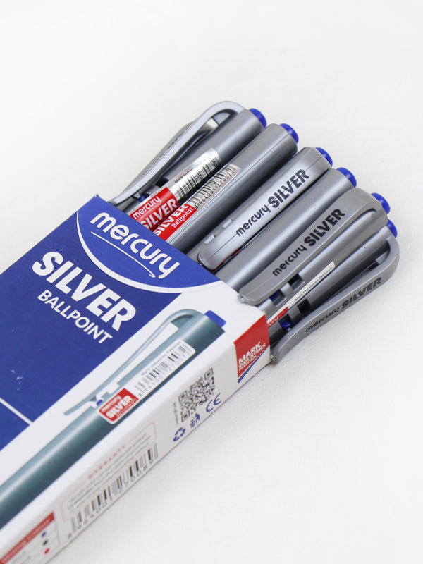 Mercury Silver Ball Point Pens 0.7mm - 10Pcs