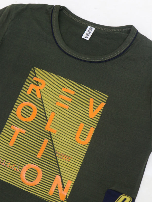 BTS06 Hello Too Boys T-Shirt 4Yrs - 8Yrs Revolution Dark Green