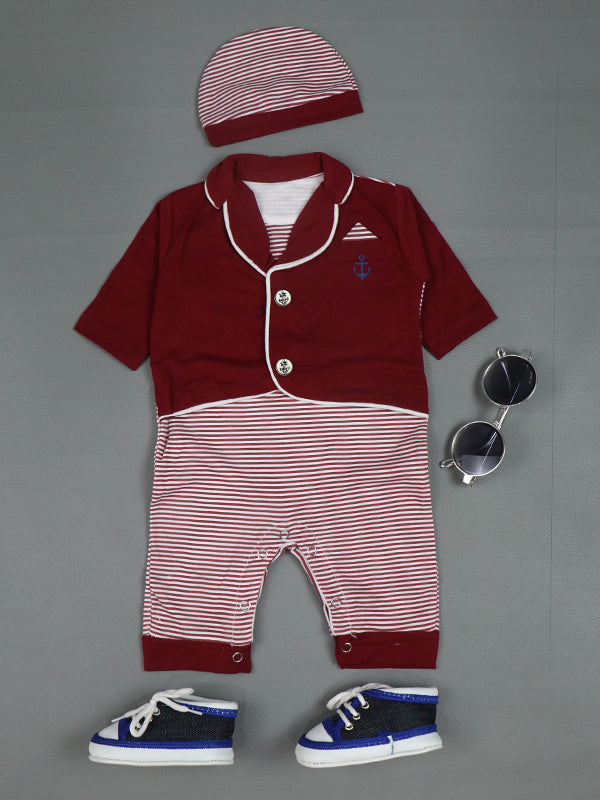 0Mth - 3Mth Anchor Dark Maroon Romper For Newborn AJ NBR20