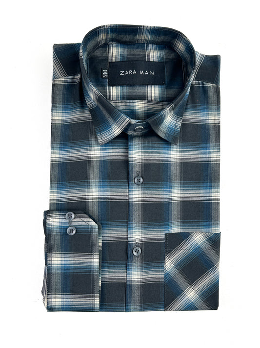 Black Checks Formal Dress Shirt For Men MFS323