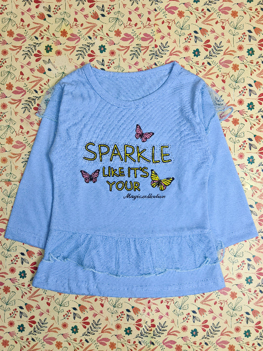 2Yrs - 7Yrs Sparkle Blue T-Shirt For Girls SK GTS15