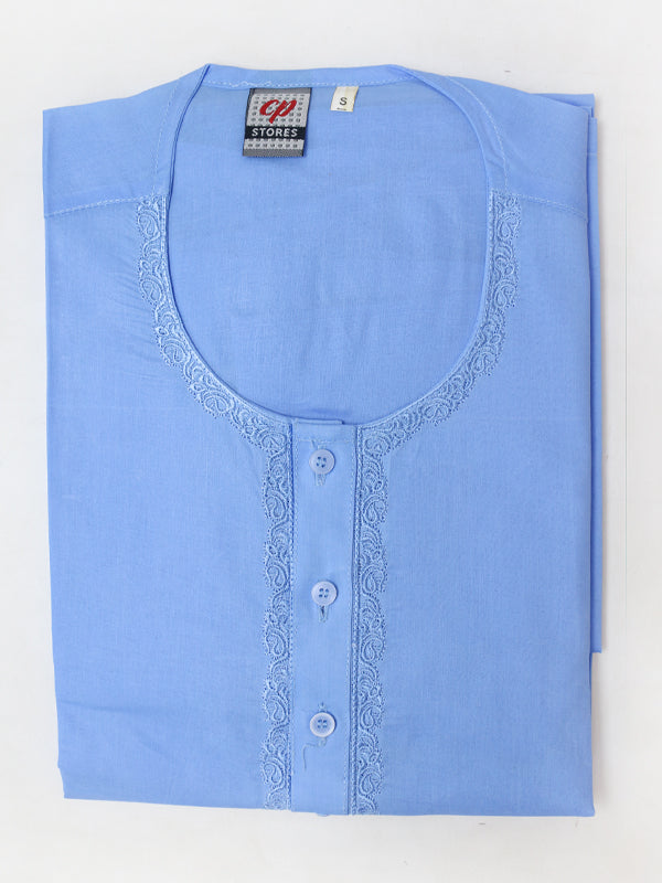 AM 100% Premium Cotton Kurta Magsi for Men Sky Blue