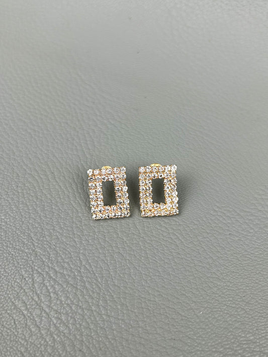 Golden Rectangular Earrings For Women/Girls WER07