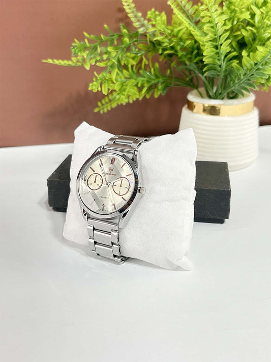 Silver Stainless Steel Watch For Men MW200