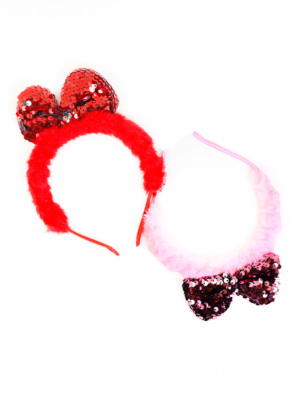 Pack Of 2 Headband Bow Hair Band With Fur - Multicolor