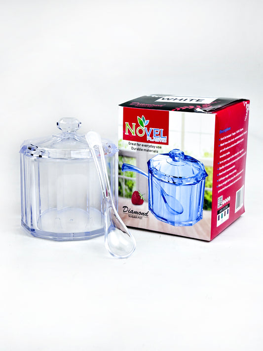 White Plastic Novel Sugar Pot Use Multipurpose