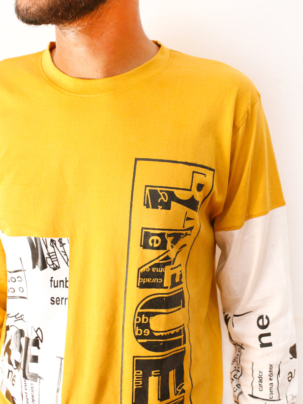 Yellow Base Full Sleeve Printed T-Shirt For Men SN MTS70