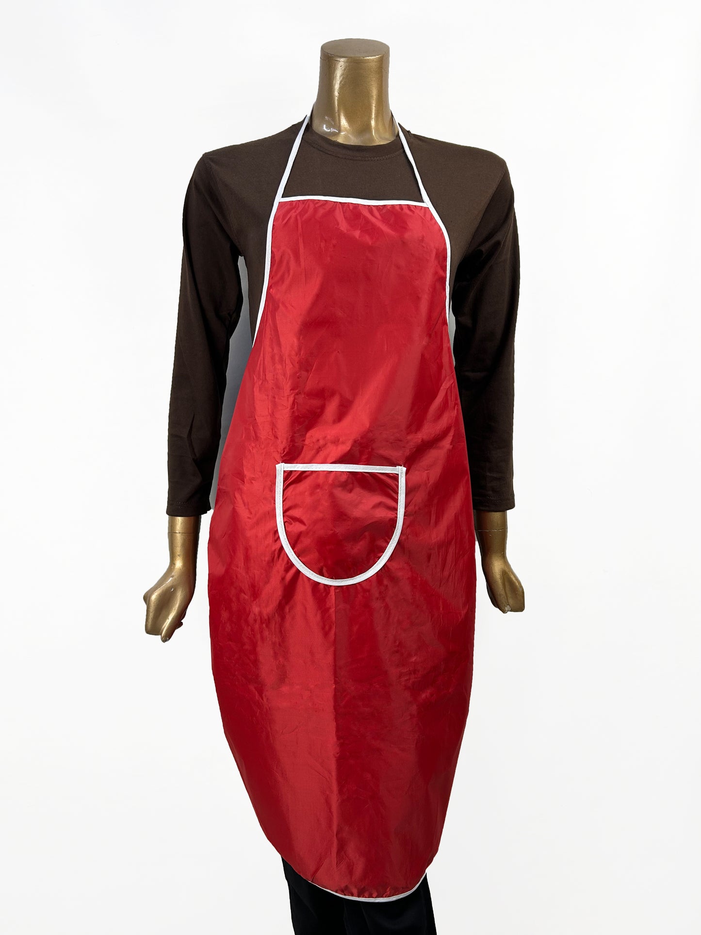 Red Plain Kitchen Cooking Apron With Front-Pocket KA04