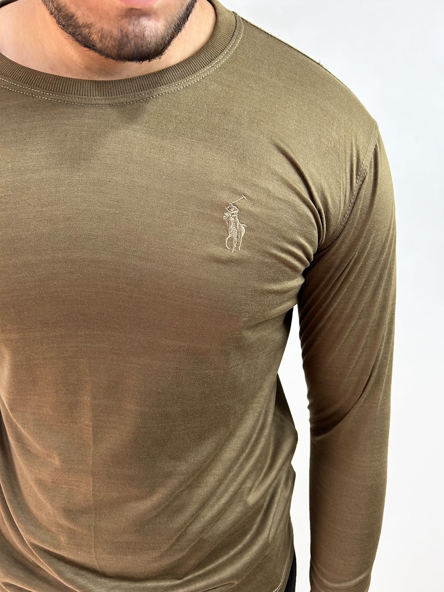 Olive Green Plain Full Sleeves T-Shirt For Men MG MTS97