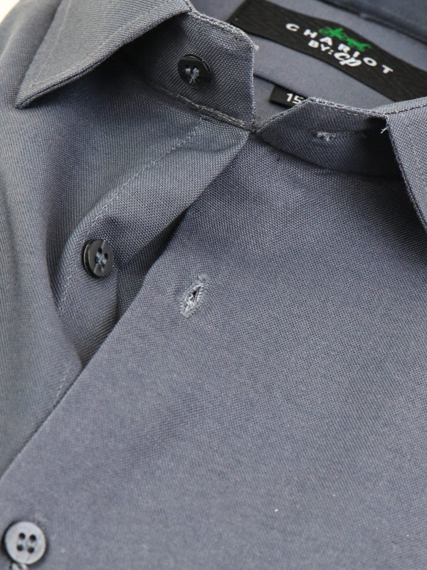 Z Men's Plain Chambray Formal Dress Shirt Slate Grey