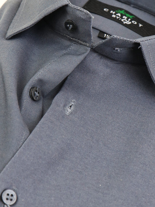 Z Men's Plain Chambray Formal Dress Shirt Slate Grey
