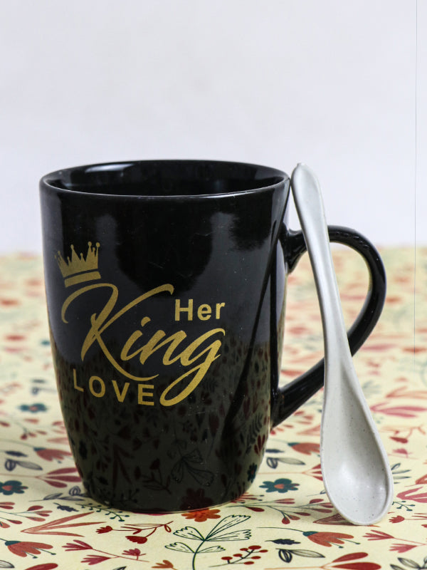 King Black Coffee Mug with Spoon