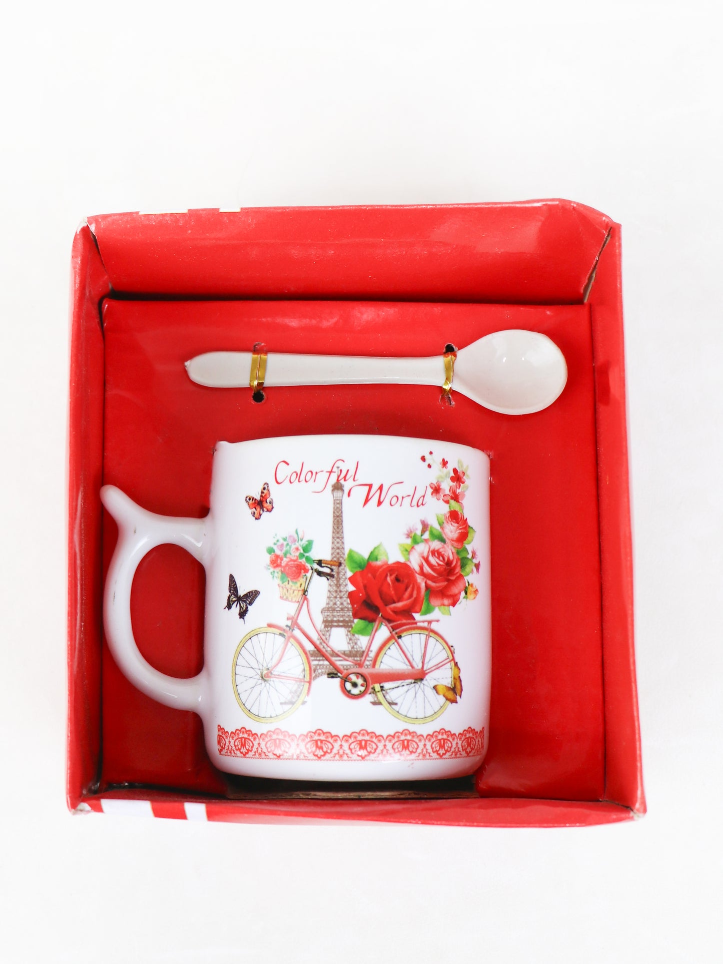 Cycle Coffee Cup with Spoon Set Red