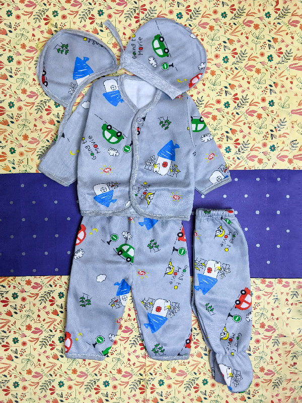 0Mth - 4Mth Grey 5Pcs Fleece Suit For Newborn BG NBGS62