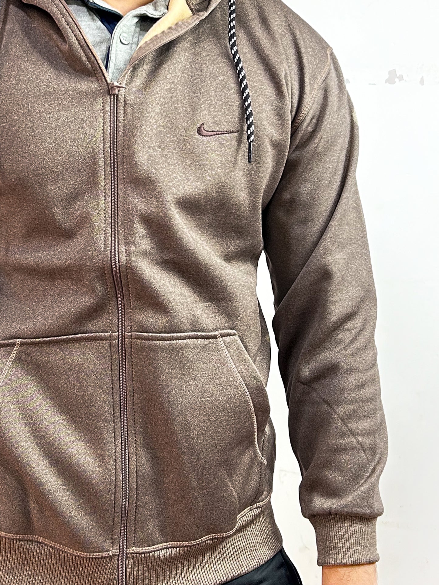 Light Brown Zipper Hoodie For Men MG MH19