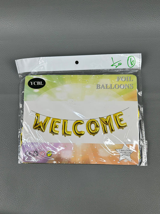 Pack Of 7Pcs Golden Welcome Baby Shower Balloons Set BP48