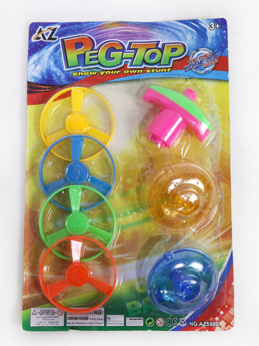 Multicolor Peg-Top Spinning Top Set