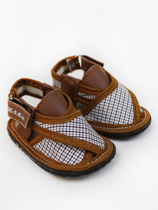 NBCB02 Baby Boy Crochet Bootie Peshawari Sandal D Brown