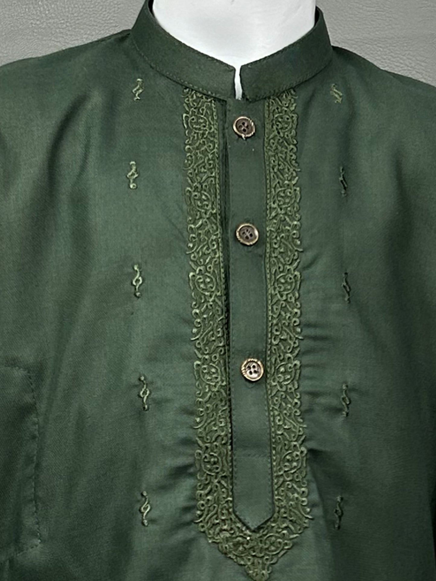 2Yrs - 14Yrs 720 Dark Green Kameez Shalwar Suit For Boys AM BKS120