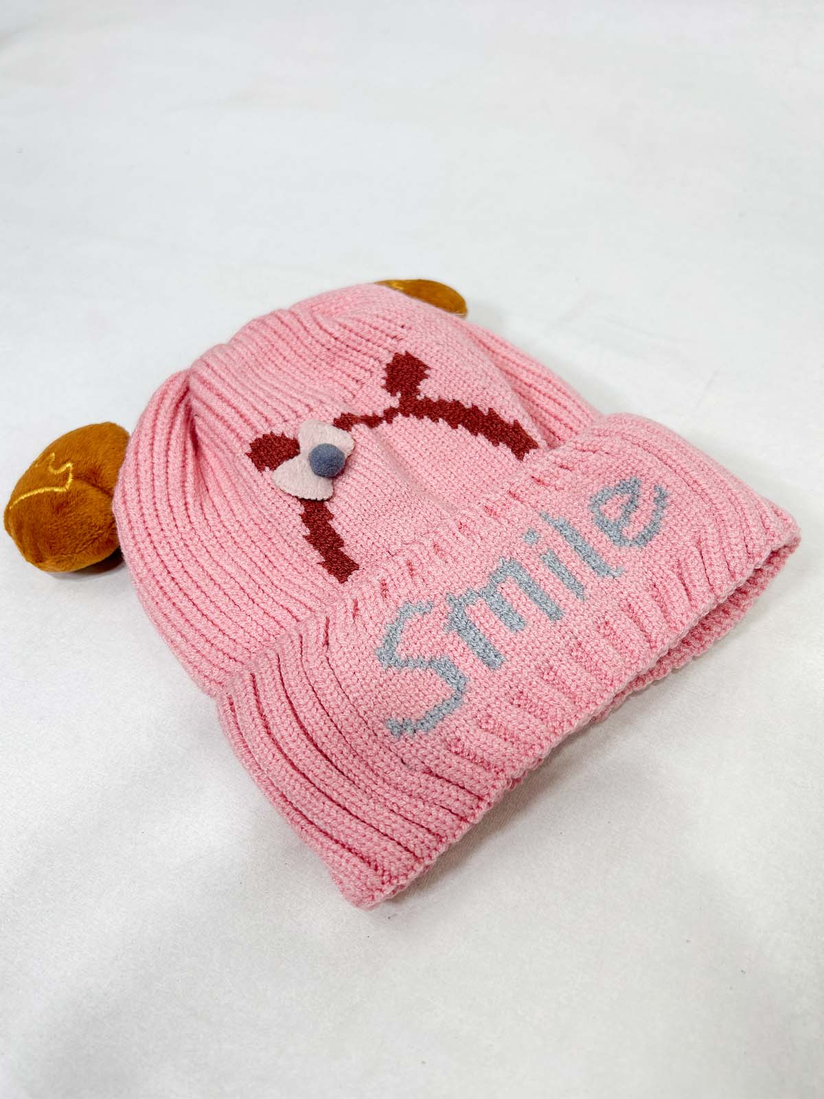 Smile Pink Beanie Winter Cap For Kids BWC40
