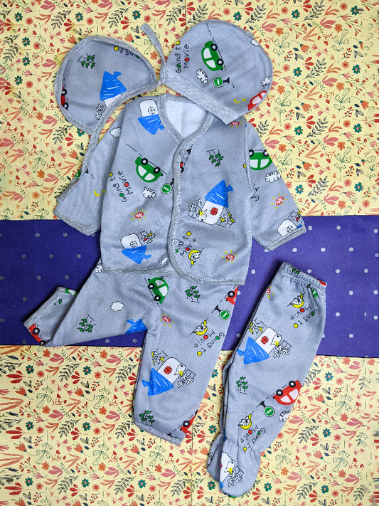 0Mth - 4Mth Grey 5Pcs Fleece Suit For Newborn BG NBGS62