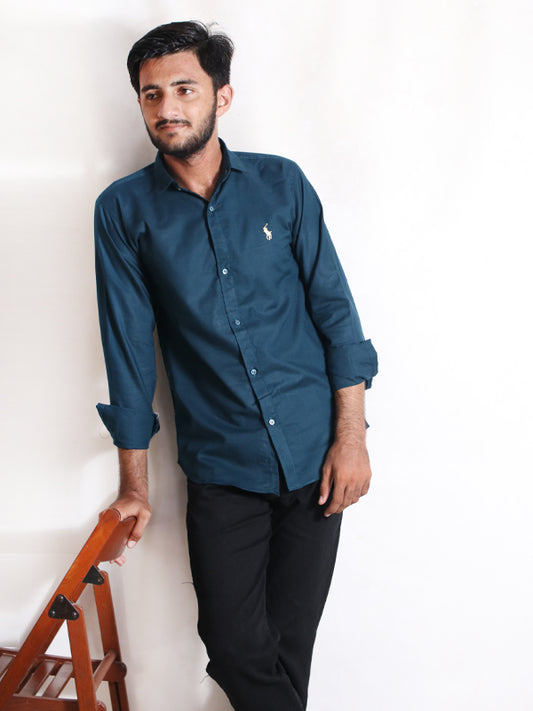 Men's Chambray Casual Shirt Sea Blue