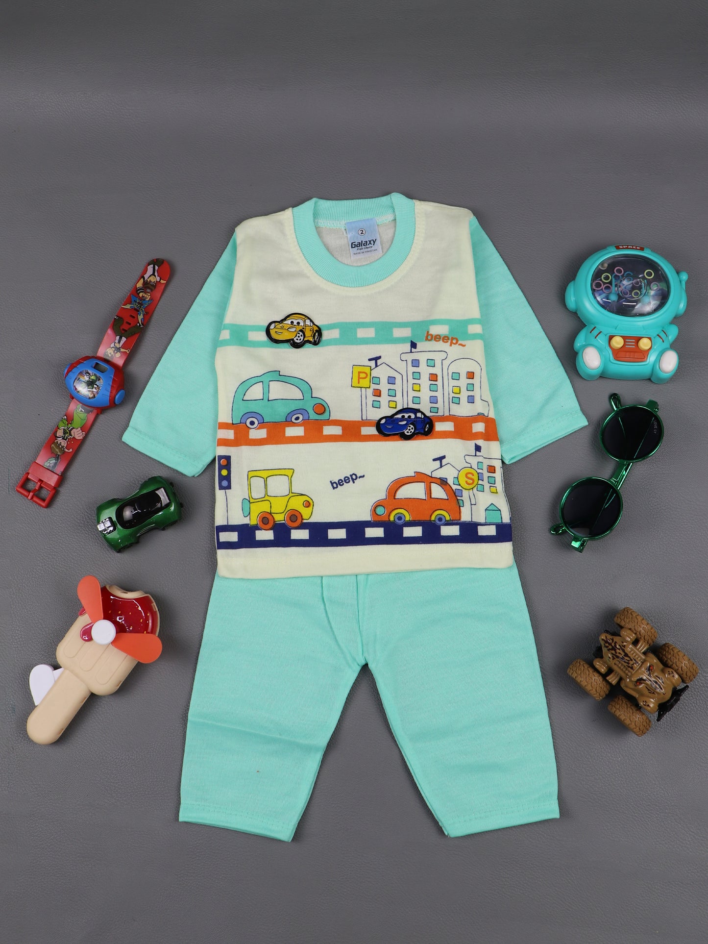 3Mth - 9Mth Beep Light Cyan Suit For Newborns HG NBS270