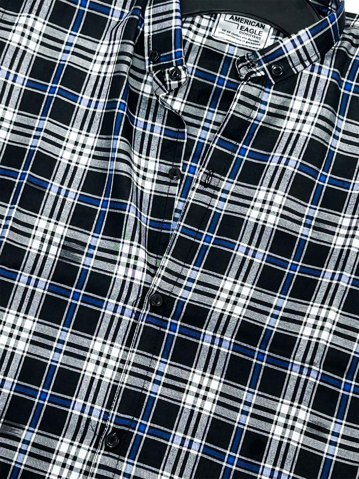 Black Checks Casual Shirt For Men MCS137