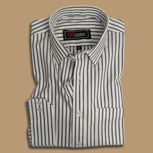 Dark Grey Lines Formal Dress Shirt For Men AN MFS107