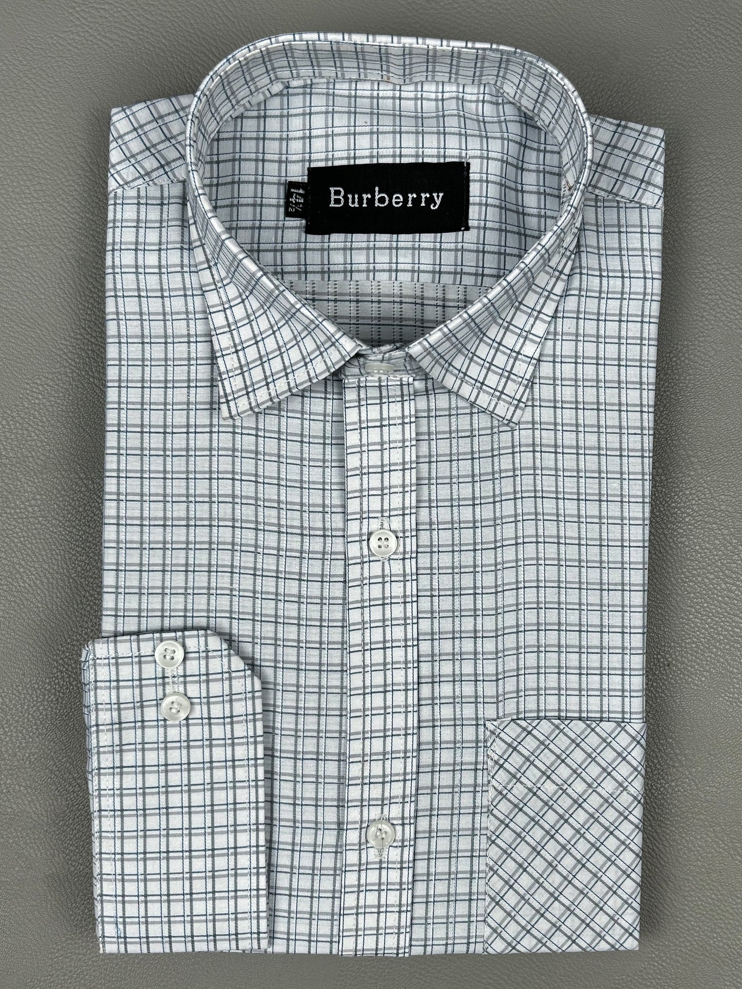 Light Grey Grid Check Formal Dress Shirt For Men AZ MFS205