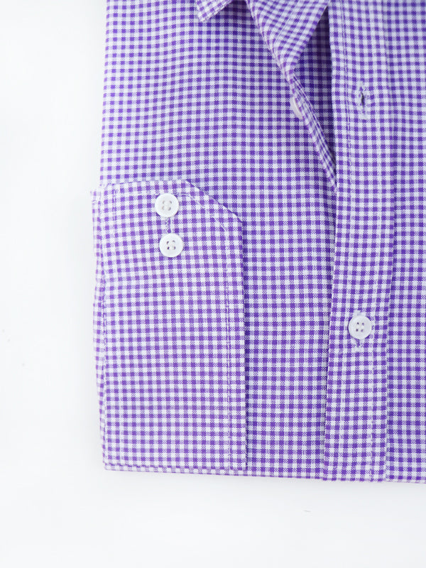 MFS12 Men's Formal Dress Shirt Purple Checks