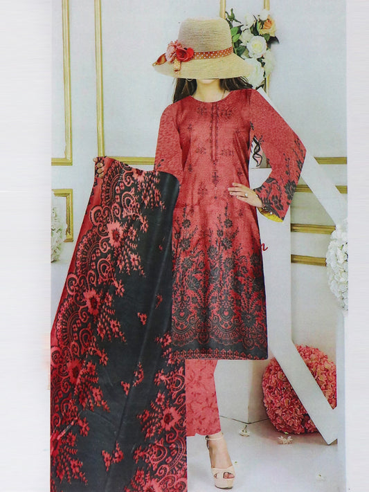 3Pcs Unstitched Digital Printed Lawn Suit For Women 25
