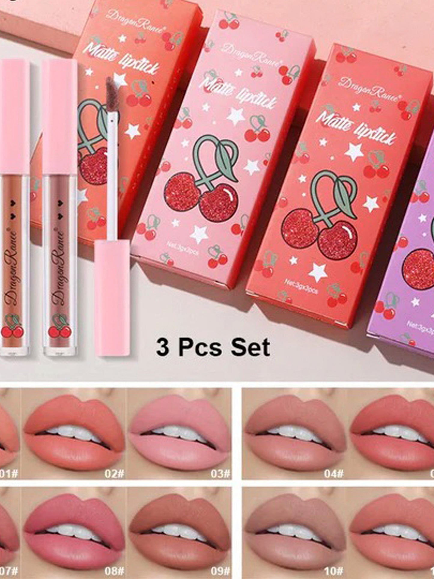 Pack of 3Pcs Dragon Matte Lipsticks