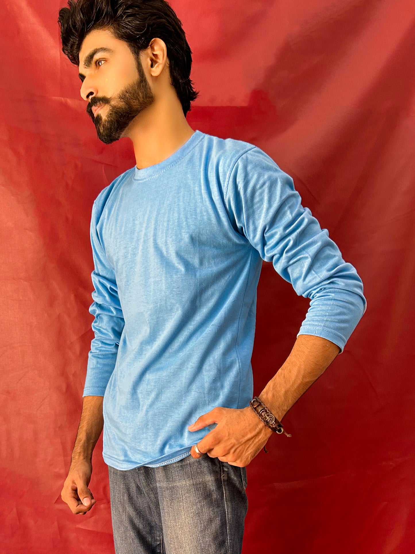 Blue Plain T-Shirt For Men MG MTS92