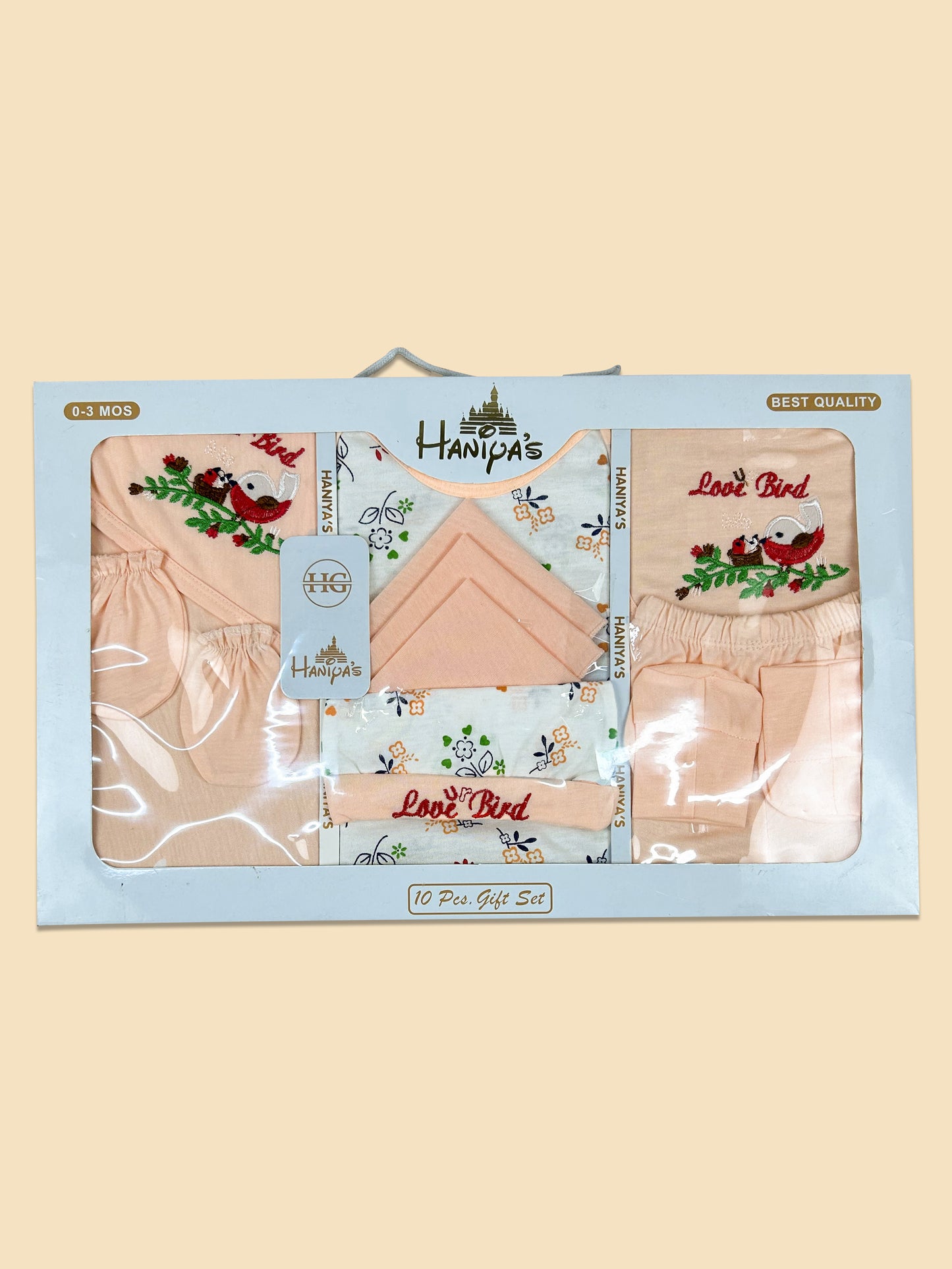 0Mth - 3Mth Love Light Peach 10Pcs Gift Set For Newborn NBGS114