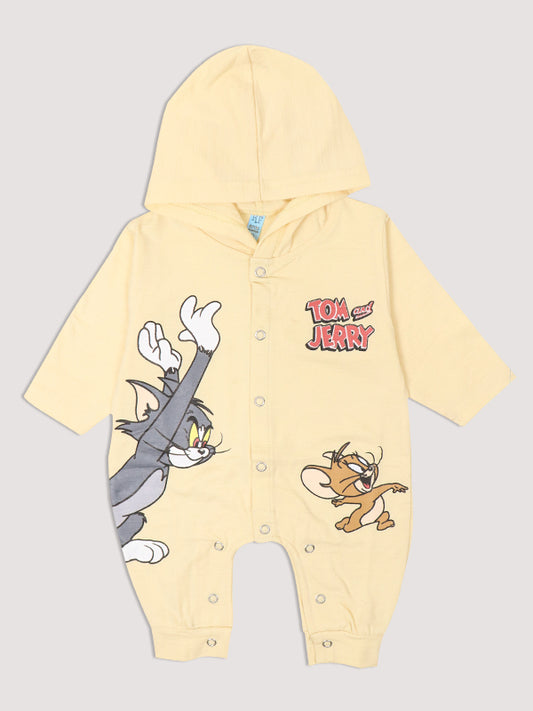 ATT Newborn Hooded Romper 3Mth - 9Mth Tom & Jerry Light Yellow