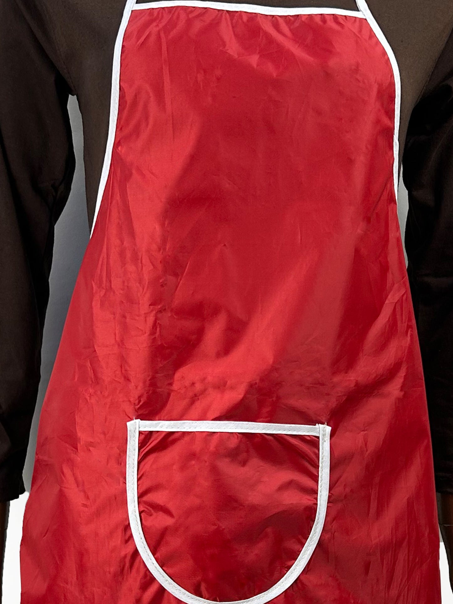 Red Plain Kitchen Cooking Apron With Front-Pocket KA04