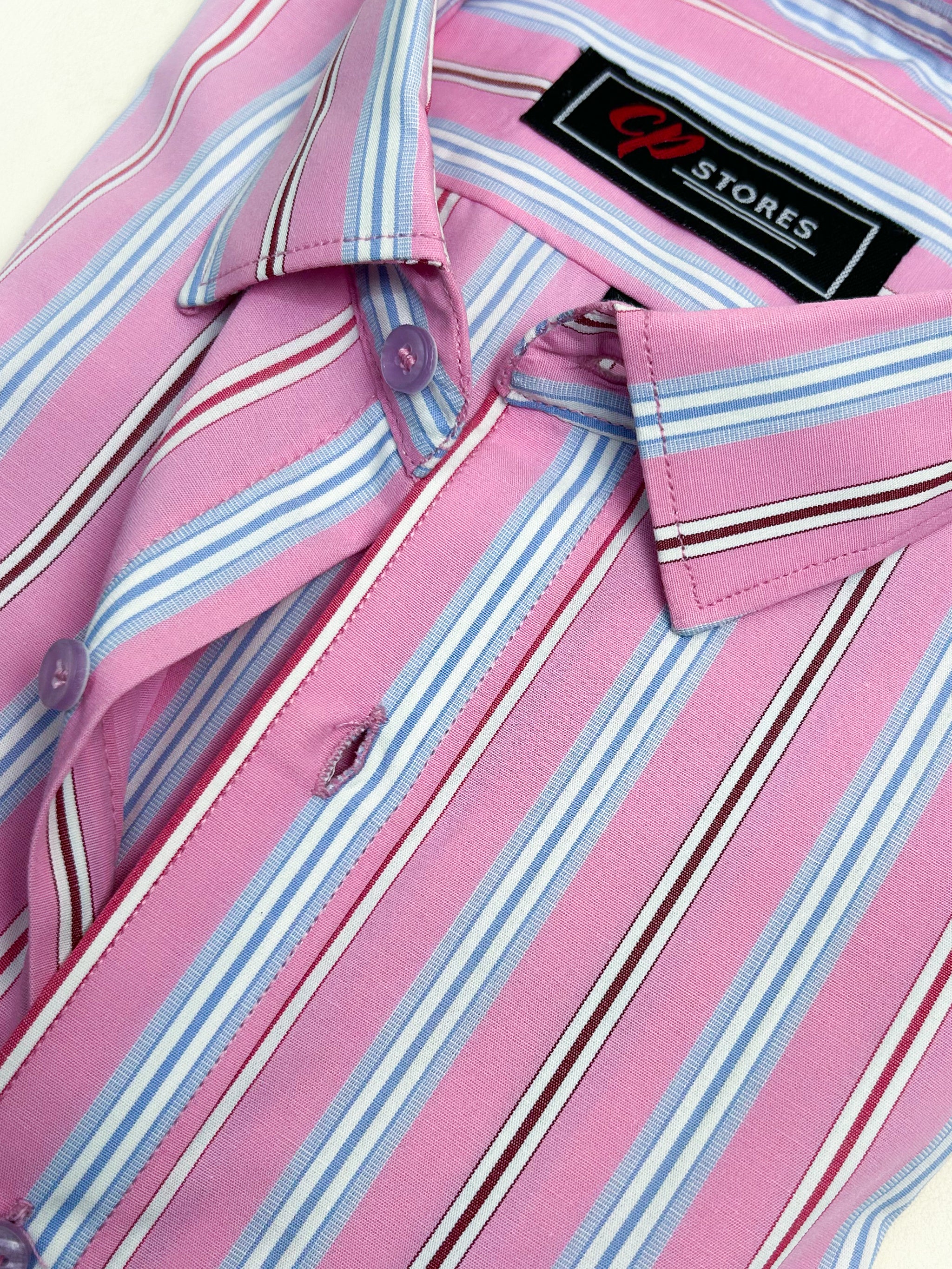 Mens pink striped dress shirt hotsell