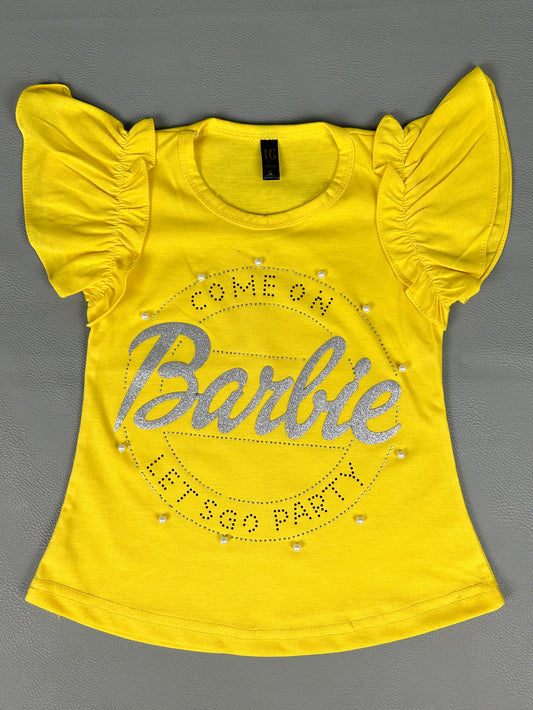 2.5Yrs - 7Yrs Barbie Yellow T-Shirt For Girls TB GTS28