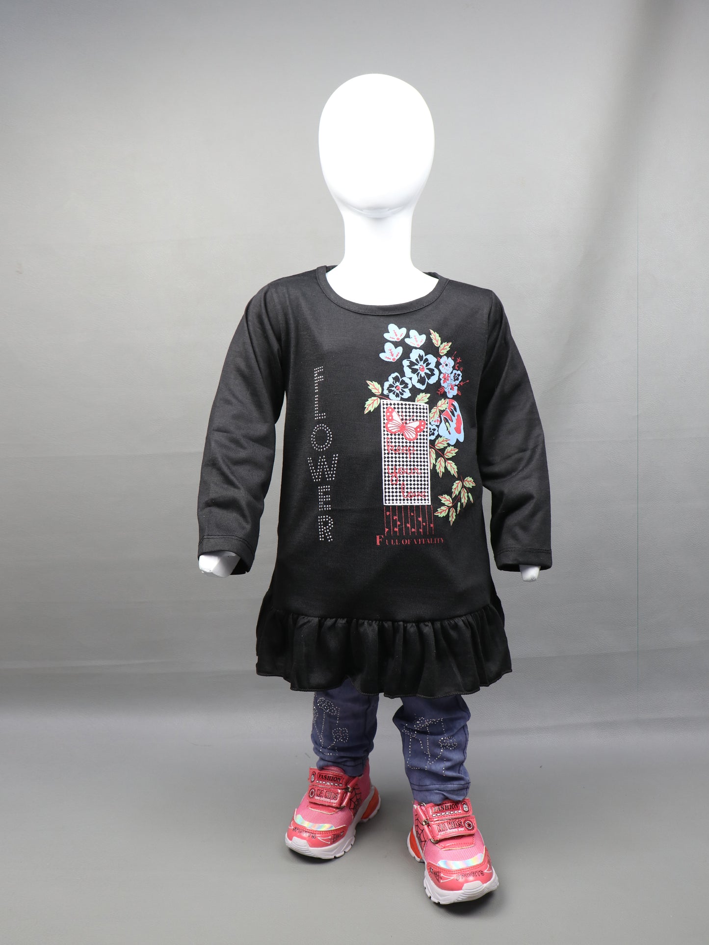 3Yr - 6Yrs Flowers Black Suit For Girls IC GS108