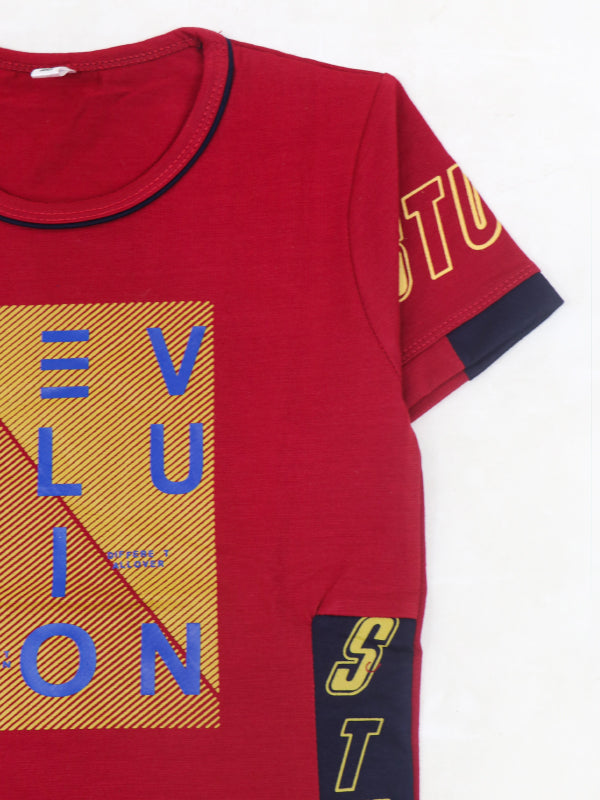 BTS06 Hello Too Boys T-Shirt 4Yrs - 8Yrs Revolution Red