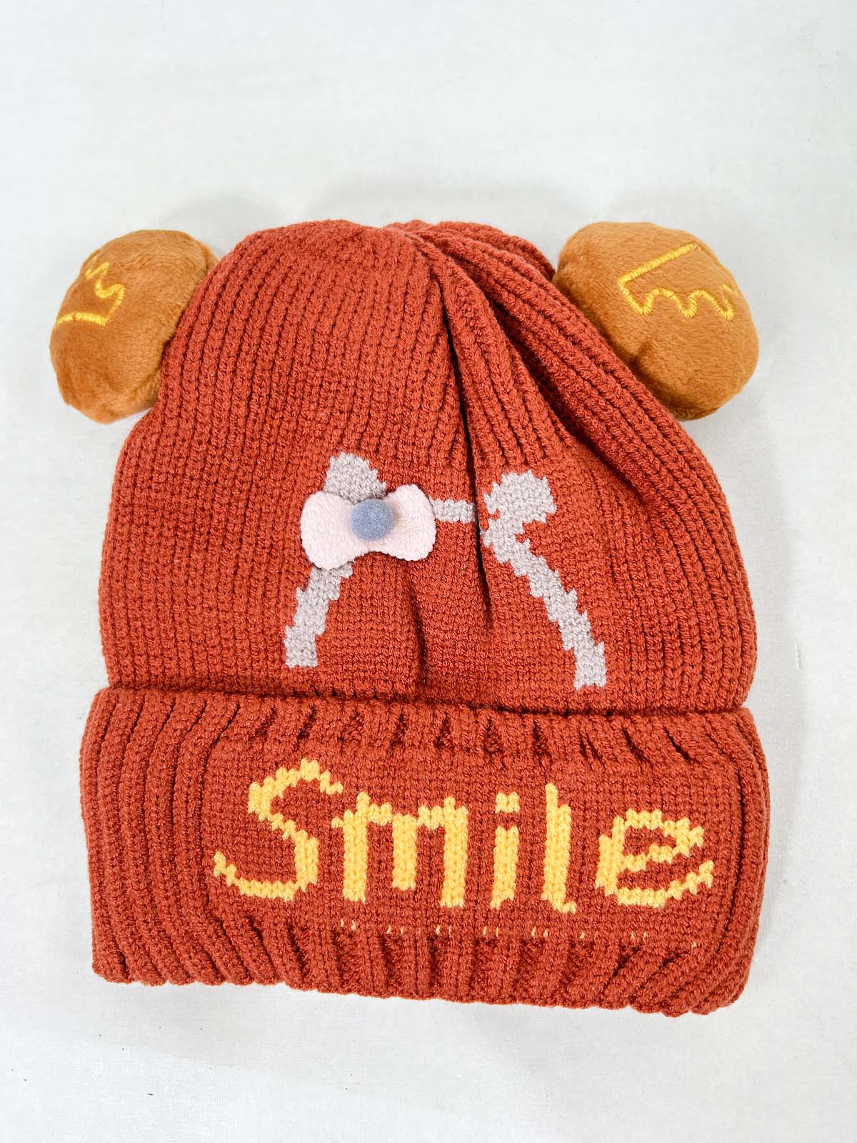 Smile Rust Beanie Winter Cap For Kids BWC41
