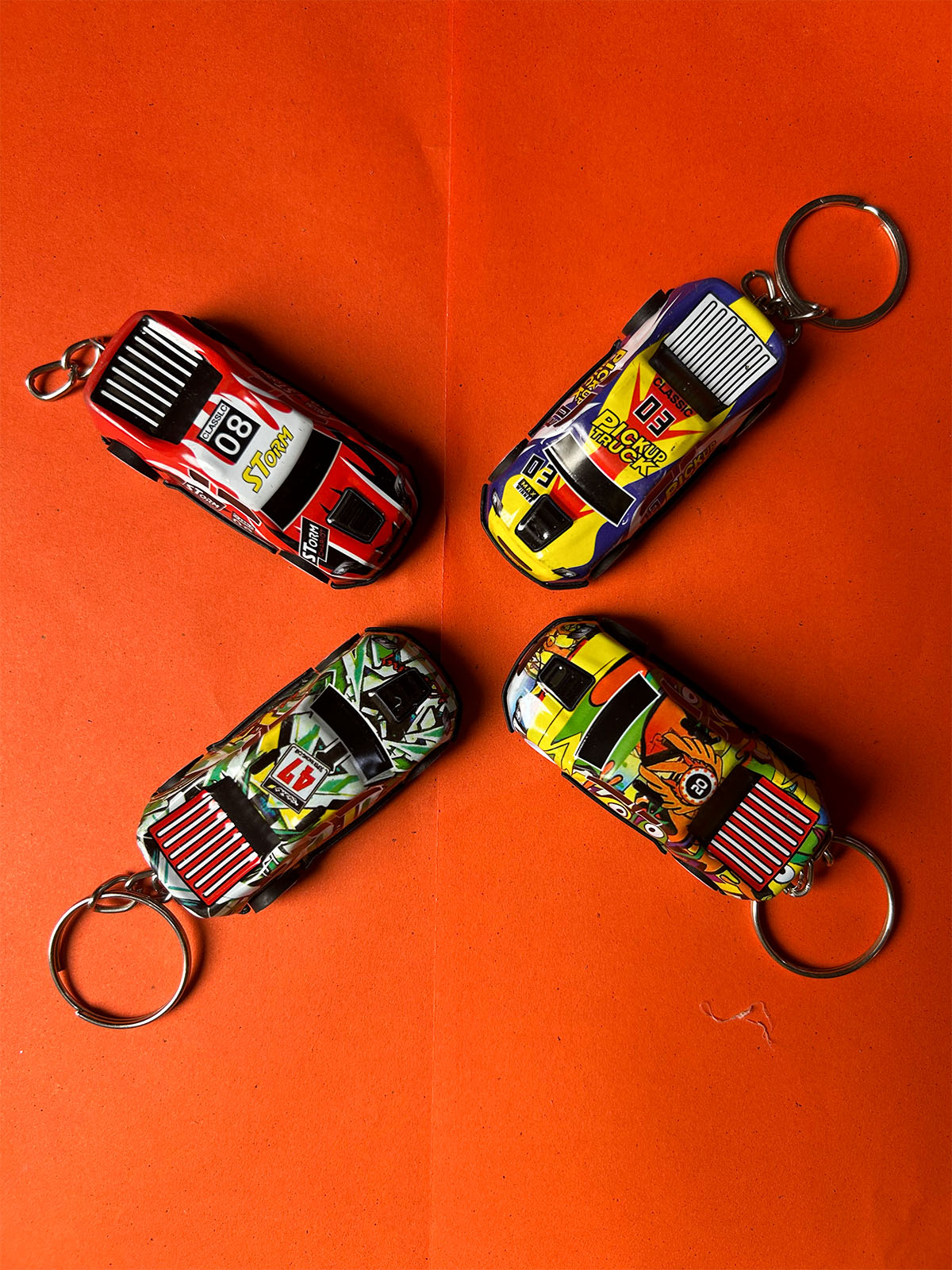 KC43 Pack of 4 Cars Key Chain Multicolor