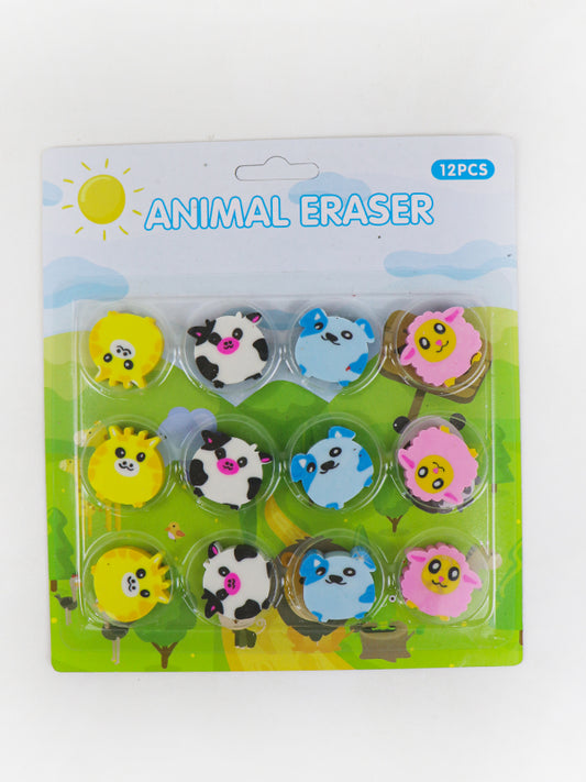 Animals Erasers For Kids Set of 12 Pcs