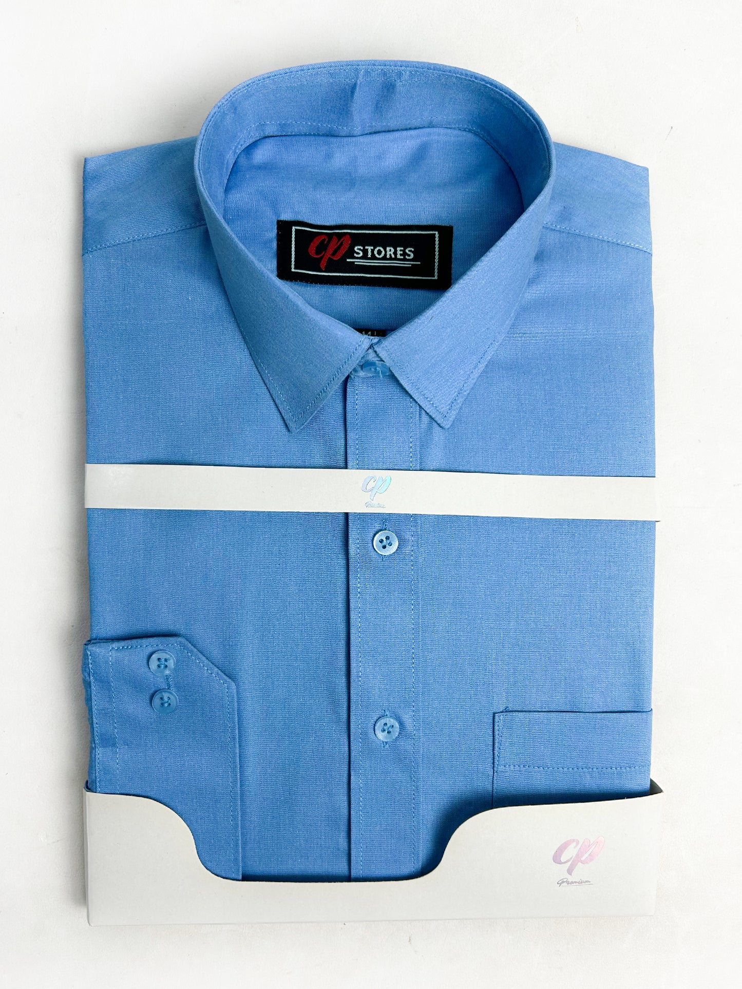 Blue Plain Formal Dress Shirt For Men AN MFS112