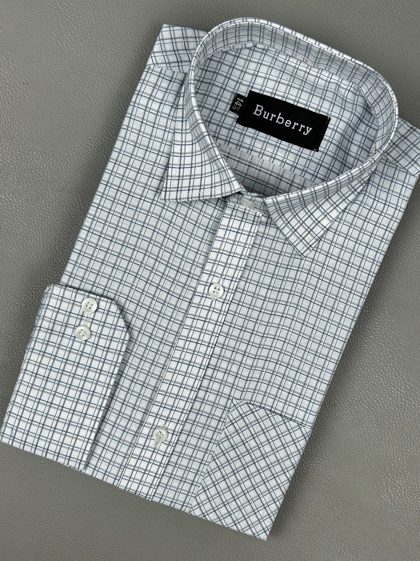 Light Grey Grid Check Formal Dress Shirt For Men AZ MFS205